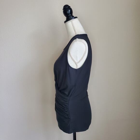 Ann Taylor Black Ruched Top Small - Picture 4 of 8
